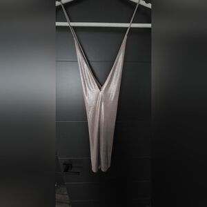 Express Metallic Silver Slip Dress